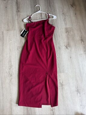 OWIN Women’s Burgundy Spaghetti-Strap Midi Dress